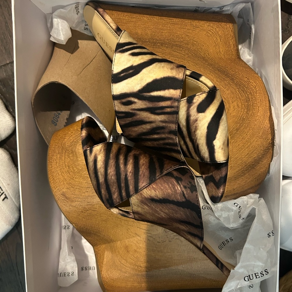 Guess Medium Brown Wedge Sandals